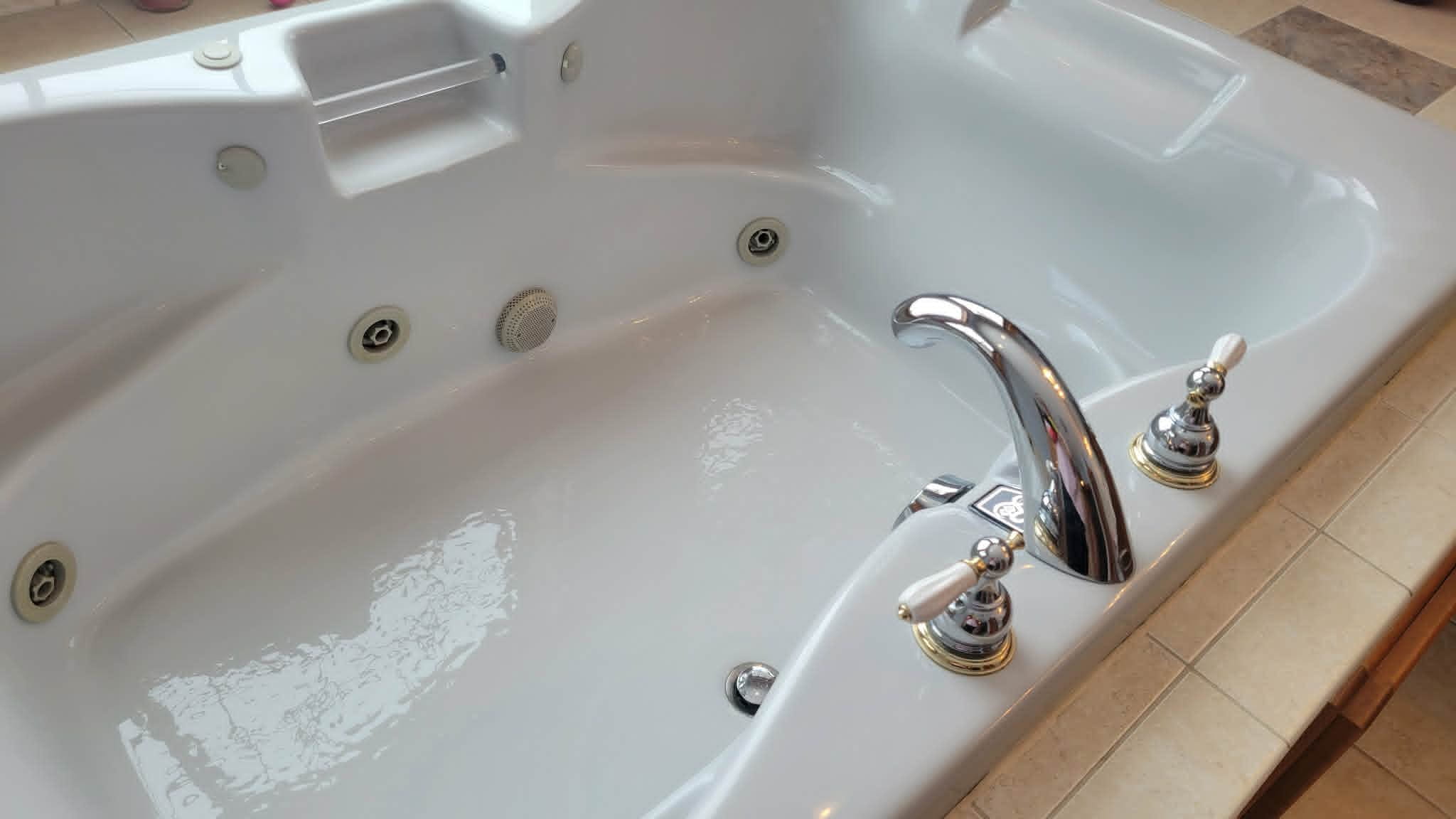 A sparkling clean jetted tub