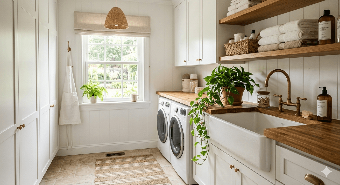 A bright, clean laundry room